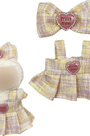 The Pink Luxury Chic Dress Skirt Set for 17cm LaBuB Clothes Designer Outfits, Black White LaBuB Princess Skirt Overalls for Girls, Cute Fashion Doll Clothing Accessories Suit (Purple)