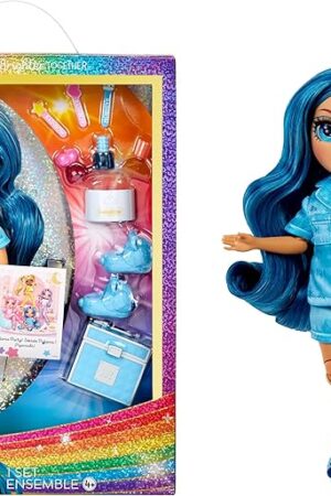 The Rainbow High Jr High PJ Party - Skyler, Blue 9" Posable Fashion Doll with Soft Onesie, Slippers, Fun Play Accessories, Great Toy Gift for Girls Kids Ages 4-12 Years