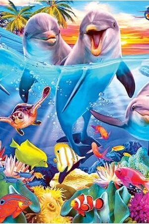 The RoseArt - Kodak Premium - Playful Dolphins - 350 Piece Jigsaw Puzzle for Adults