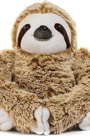 The Realistic Sloth Stuffed Plush Toy Animal - Cuddly, Huggable, Silky Fur - Cute Brown Three Toed Sloth for Girlfriend Birthday Gift