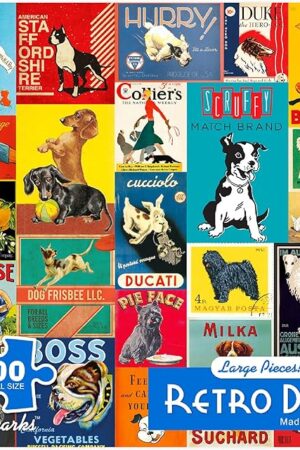 The Re-marks Retro Dogs Puzzle, 300-Piece Jigsaw Puzzle for All Ages