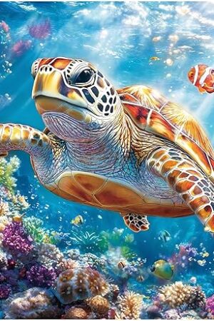 The Puzzles for Adults 1000 Pieces- Sea Turtle Puzzle 1000 Piece, Challenging Ocean Jigsaw Puzzles with Letter on Back, Gifts for Adults, Stress Relief, Birthday & Game Night with Guide Poster