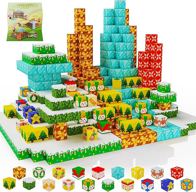 The Magnetic Blocks 100PCS Set,Mine World Craft Building Block,Magnet Cubes for Boys and Girls 3+,Magnetic Toys, Magnet Building Cubes 0.8IN,Puzzles Game (Gift Style)