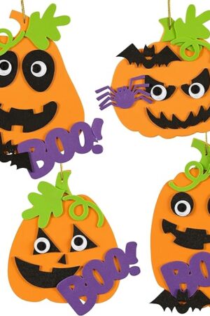 The Ready 2 Learn Create Your Own Halloween Pumpkins | Set of 4 | Halloween Crafts for Kids Ages 4-8 | DIY Party Favors, Ornaments, Magnets and Decor