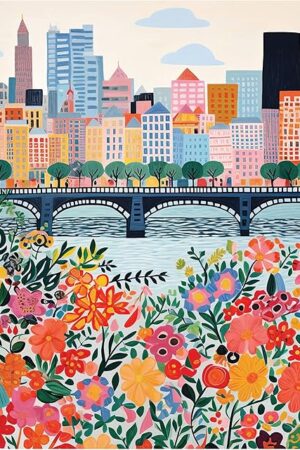 The RoseArt - Vertical Visions - City Flowers 500 Piece Jigsaw Puzzle - Stunning Cityscape and Floral Design Puzzle for Adults