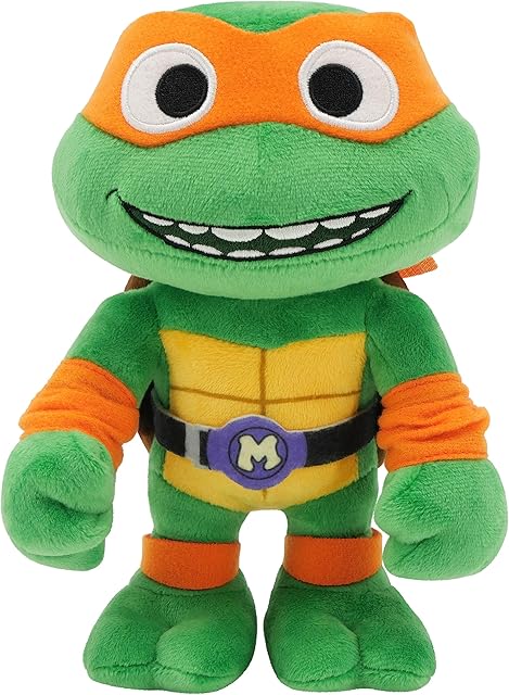 The Mattel Teenage Mutant Ninja Turtles: Mutant Mayhem Michelangelo Plush Toy, 8 Inch Orange Masked Soft Doll of TMNT Movie Goofball Pizza Lover Mikey