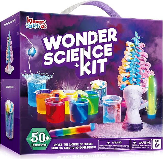 The Klever Kits Wonder Science Kits- 50+ Experiments Educational Toys, STEM Activities with Growing Crystal Tree, Lab Science Toys, Gifts for Birthday Christmas for Kids Aged 6 7 8+