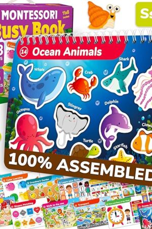 The QUOKKA Montessori Busy Book for Toddlers 3-5 - Pre K Toddler Learning Activities for Homeschooling - My Preschool Busy Book for Ages 4-8 - 15 Kids Educational Activities