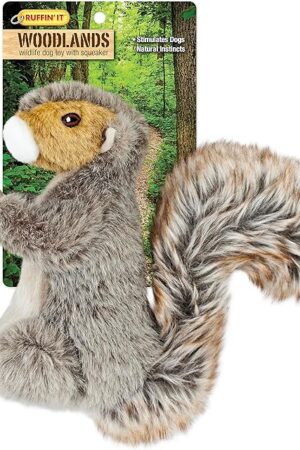 The Rhode Island Textile Woodlands Plush Dog Toy Squirrel Large, Mutli