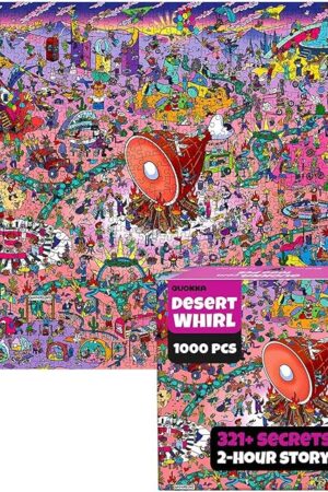 The QUOKKA 1000 Piece Puzzle for Adults & Teens – Desert Whirl Adult Jigsaw Puzzles Hidden Secrets and Audio Story – Detailed Visual Puzzle Game Focus and Relaxation with Twist – FSC Certified