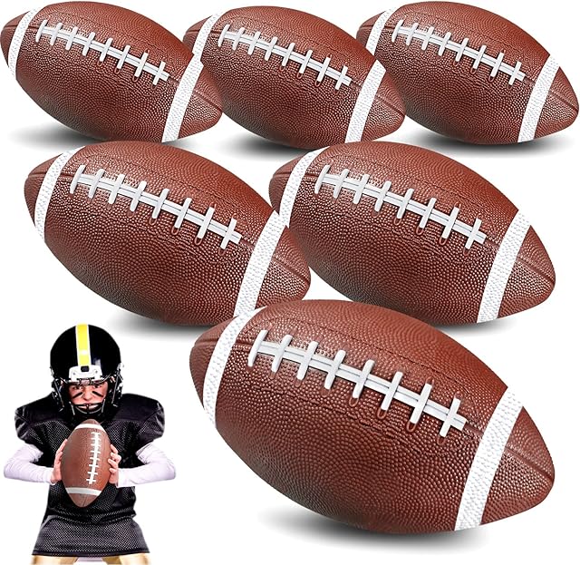 The Chivao 6 Pieces Mini Football Inflatable Playground Balls for Kids Junior Outdoor Indoor Family Games Football Lovers Gifts Birthday Favors
