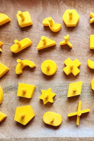 The Perfection Game Replacement Pieces – Complete 25-Pack Yellow Shape Pegs Compatible with Classic Perfection Board Game