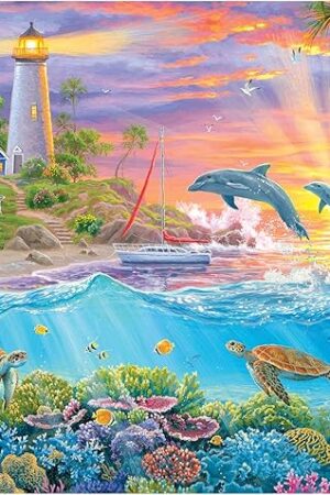 The RoseArt - Abraham Hunter - Catching Rays Lighthouse - 1000 Piece Jigsaw Puzzle for Adults