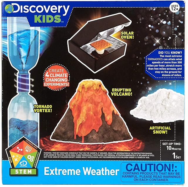 The Discovery Extreme Weather STEM Science Kit, At-Home STEM Kits For Kids Age 12 And Up, Weather Experiment Kits for Young Scientists, DIY Volcano & Artificial Snow