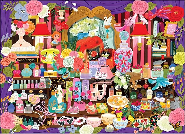 The RoseArt - Seek & Find - Paris Perfume Shop - 1000 Piece Jigsaw Puzzle for Adults, Hidden Object Puzzle, Elegant Boutique Scene, Premium Puzzle with Bonus Poster