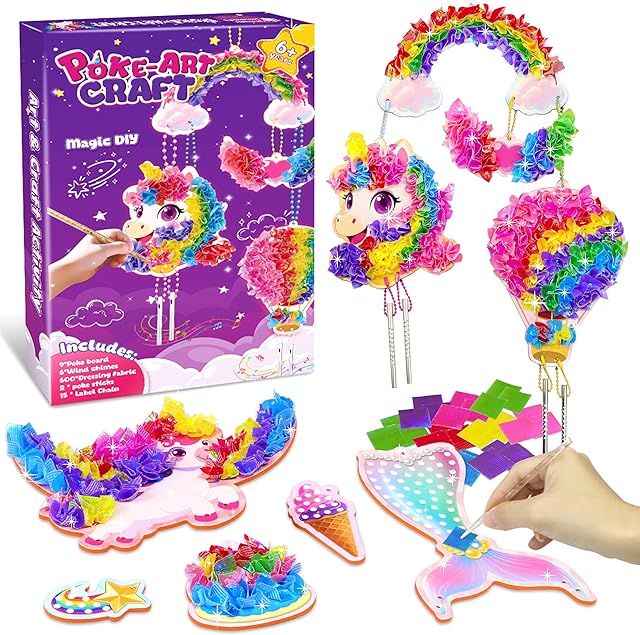 The Alagoo Poke in Craft Unicorn DIY Kits - Arts and Crafts for Kids, Mess-Free Art Fun Craft Supplies, Creative Unicorn Birthday Decorations Craft Kits for Girls and Boys Ages 4 5 6 7 8 9
