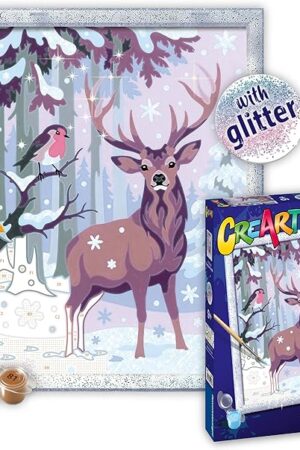 The Ravensburger - CreArt - Festive Friends - Paint by Number Kit - Adorable Woodland Scene - Premium Paints and Glitter for That Magical Quality - Ages 9+