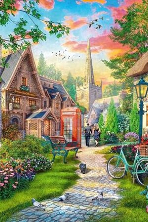 The Ravensburger - Church Lane - 1000 Piece Jigsaw Puzzle - Charming English Village Church - Bright, Peaceful Imagery - Frameable - Premium Quality - Puzzles for Adults