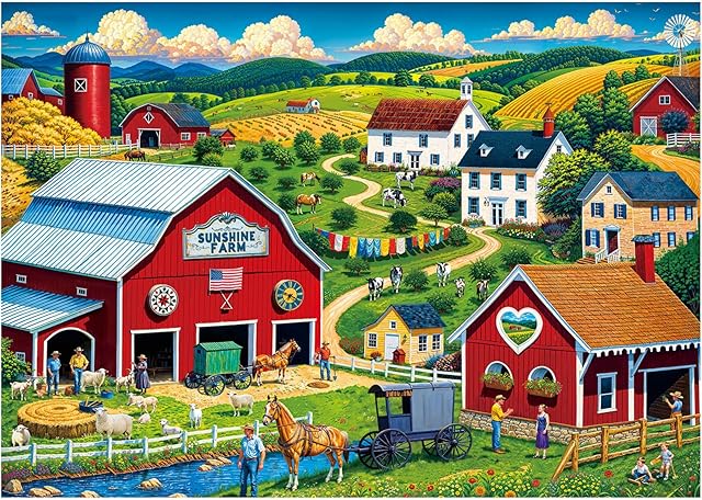 The Rocorose Jigsaw Puzzles for Adults 1000 Pieces, Sunshine Farm Puzzle Challenging Game Nights Autumn Harvest Puzzle for Party Home Decoration