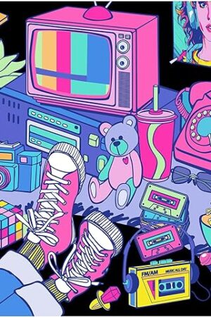 The RoseArt - Neon Brights - 1980s - 500 Piece Jigsaw Puzzle, Retro-Inspired, Vibrant Neon Colors, Ages 12 and Up