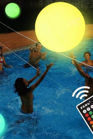 The Pool Toys - LED Beach Ball with Remote Control - 16 Colors Lights and 4 Light Modes, 100ft Control Distance - Outdoor Beach Party Games for Kids Adults, Pool Patio Garden Decorations (1PCS).