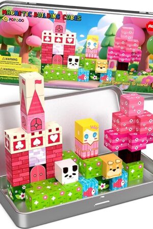 The Princess Magnetic Building Blocks Travel Toys - 35PCS Magnet Cubes for Kids Ages 4-8, STEM Learning Toys, Portable Magnetic Toys Set for Toddlers 3-5, Boys & Girls，Birthday Gifts, Classroom Prizes