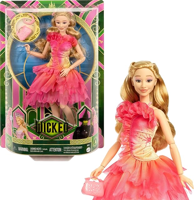 The Mattel Universal Wicked Glinda Fashion Doll & Accessories with Blonde Hair, Poseability & Removable Ballroom Look