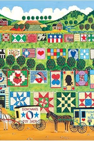 The RoseArt - Home Country- Quilt Valley Farm - 1000 Piece Jigsaw Puzzle for Adults