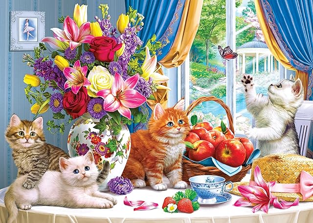 The RoseArt - Kodak Premium - Fluffy Kittens in The Living Room - 3000 Piece Jigsaw Puzzle