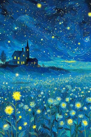 The Puzzles for Adults 1000 Pieces Romantic Glitter Blue Starry Sky Jigsaw Puzzle with Letters on The Back Challenging Puzzles Game for Family and Friends (27.5"x19.6")