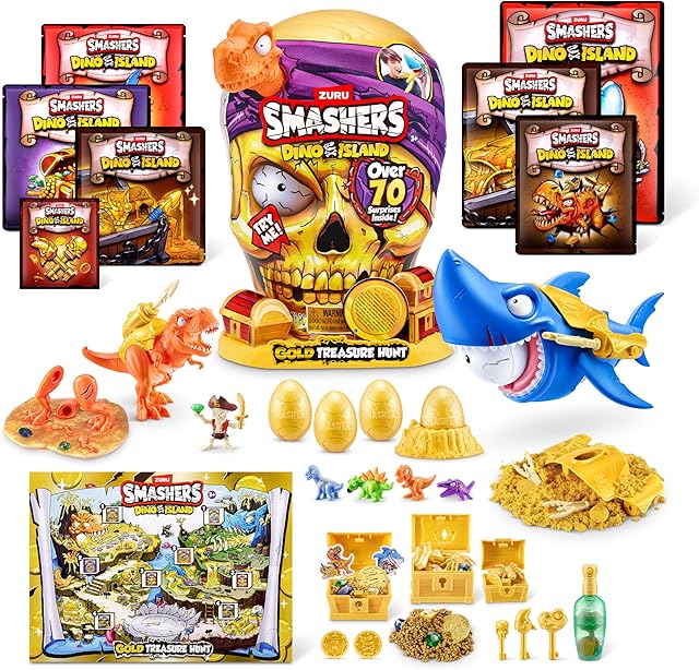 The Smashers Dino Island Gold Treasure Hunt (Orange) by ZURU - Interactive Collectable Treasure Hunt Themed Toy
