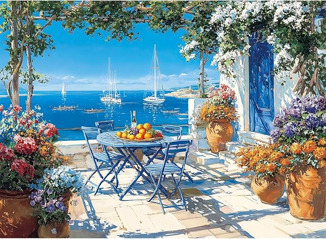 The 500 Piece Puzzles for Adults,Jigsaw Puzzles 500 Pieces Beach Puzzles,Beautiful Yard Puzzle Flower Puzzle Games for Adults Senior Recycled Cardboard Family Activity Game Nights Gift Toy