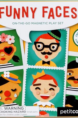 The Petit Collage Funny Face Magnetic Travel Play Set – Fun Game for Families, Ideal for 2-4 Players, Ages 4+ – Travel Game for Kids with Handy Portable Tin – Make a Great Gift Idea