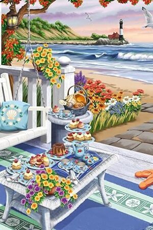 The Ravensburger Cozy Series: Seaside Sunshine 300 Piece Large Format Jigsaw Puzzle for Adults and Kids | Unique Piece Design | Premium Quality Materials | FSC Certified | Ideal Gift for Puzzle Lovers