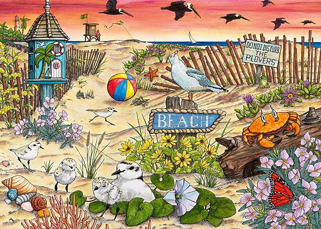 The Wonder Forge Don't Disturb The Plovers 1000 Piece Jigsaw Puzzle for Adults | Unique, Perfectly-Fitting Pieces | Fun, Vibrant Imagery | Amazon Exclusive