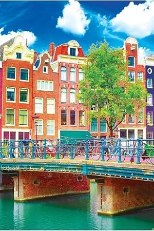 The RoseArt - Kodak Premium - Colorful Waterfront Buildings, Amsterdam - 1000 Piece Jigsaw Puzzle for Adults