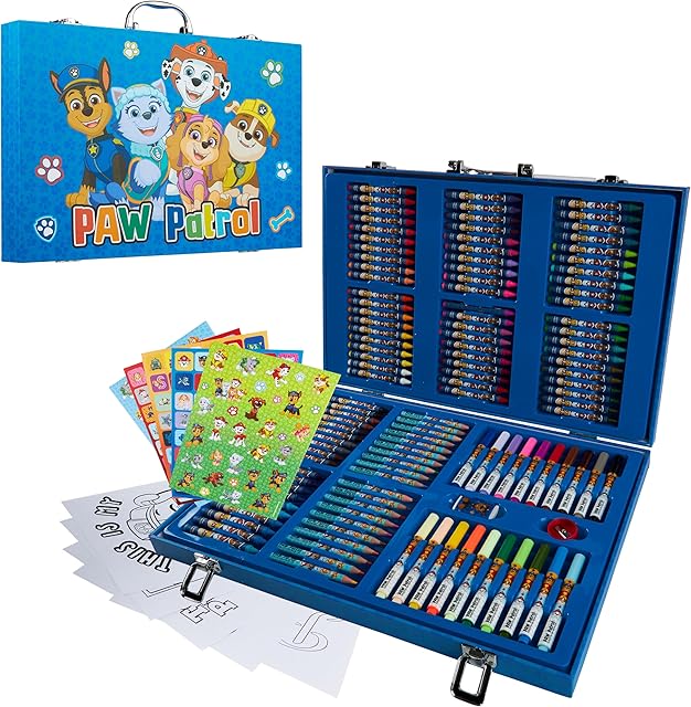 The Paw Patrol Colored Pencils Art Supplies Kids Drawing Kit School Supplies Painting Kit Girls Drawing Pencils Art Kit Travel Case with Crayons Arts and Crafts for Kids 4-12