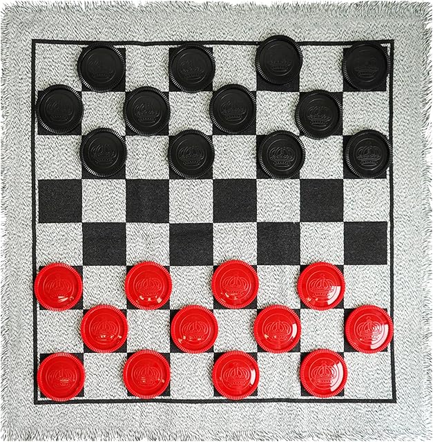 The SEETOOOGAMES Giant Checkers Board Game - Large 3 in 1 Reversible Checker Rug - Tic Tac Toe Game for Kids Adults and Family Indoor Outdoor Activities - Grey