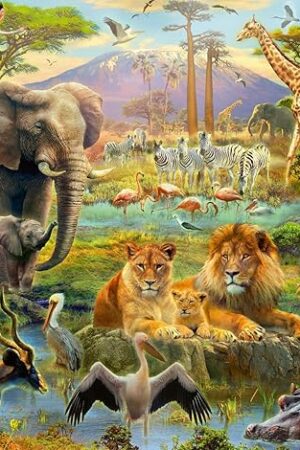 The Ravensburger - Animals of The Savannah - 200 Piece Jigsaw Puzzle - Exciting, Colorful Imagery of Lions, Elephants, Tigers & More - Premium Quality - Ideal Gift - Screen-Free Fun - Children Ages 8+