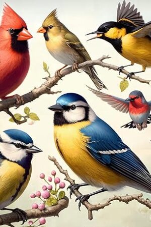 The Rocorose 1000 Piece Puzzle for Adults, Colorful Birds and Flowers Puzzle with Exquisite Poster, Challenging Spring Garden Animal Songbirds Cardinals Puzzles Game