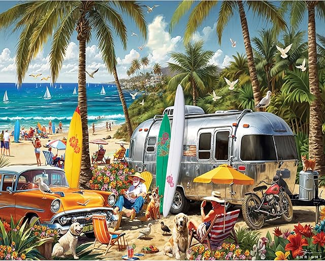 The White Mountain Beach Adventure Puzzle 1000 Piece Summer Jigsaw Puzzles for Adults