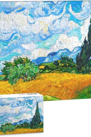 The Puzzle Canvas Wall Art 366 Plastic Pieces for Adults - Vincent Van Gogh - Wheat Field with Cypresses - Unique Gift & Home Décor with Jigsaw Puzzle Artwork for Living Room Bedroom [HN1307]
