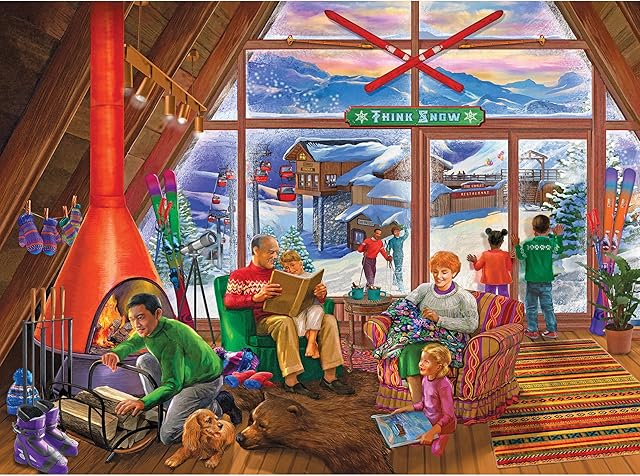 The RoseArt - Back to The Past - Ski Lodge - 750 Piece Jigsaw Puzzle for Adults