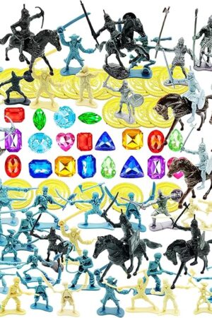 The Qiandier Knight Ancient Soldier Figures Toy Middle Ages Army Pirate Action Figure 108pcs Playset WithTreasure Gold Coins and Gems