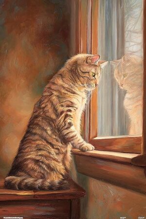 The Pintoo Jigsaw Puzzles 500 Piece for Adults - Lucie Bilodeau - Peering Out The Window Beautiful Plastic Puzzle for Home Decor Zero Dust Easy Storage [H2282]