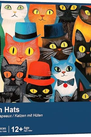 The rokr&razo, Cats in Hats, Cute 1000 Pieces Jigsaw Puzzles for Adults, Finish Size 26.0 * 18.9in