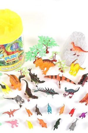 The Prehistoric Dinosaur Playset – 45 Assorted Plastic Animal Figures Pieces Toy Play Set for Kids, Boys and Girls with Storage Container