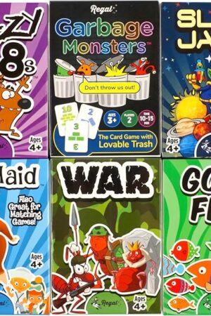 The Regal Games Card Games for Kids - Go Fish, Crazy 8's, Old Maid, Slap Jack, Garbage Monster, War - Simple & Fun Classic Family Table Games - Games May Vary (6 Set)