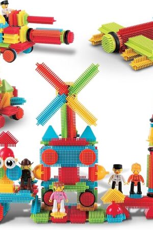 The PicassoTiles 116pc Hedgehog Building Blocks Construction Toy Set with Interlocking Tiles Idea Book 4 Action Figure Characters and Decorative Eyes STEM Educational Playset for Kids Ages 3 Plus PTB116