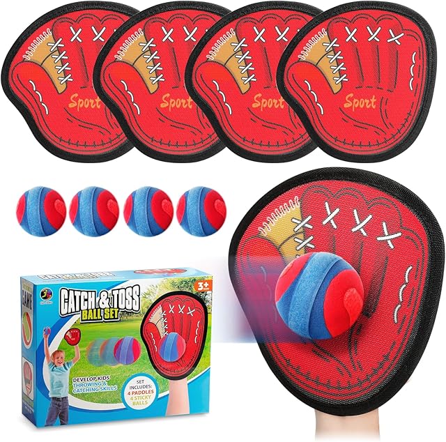 The Toss and Catch Ball Game Outdoor, Kids Outdoor Games Yard Games Beach Toys Pool Toys for Family, Toddler Baseball Glove & Catch Ball Toys Birthday Gift for Ages 3 4 5 6 7 8-12 Year Old Boys Girls